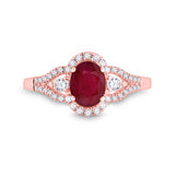 14kt Rose Gold Womens Oval Ruby Solitaire Diamond Ring 1-5/8 Cttw