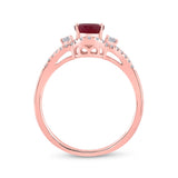 14kt Rose Gold Womens Oval Ruby Solitaire Diamond Ring 1-5/8 Cttw