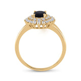 14kt Yellow Gold Womens Oval Blue Sapphire Diamond Solitaire Ring 1-1/3 Cttw