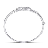 14kt White Gold Womens Baguette Diamond Bangle Bracelet 1-1/3 Cttw