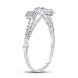 14kt White Gold Womens Baguette Diamond Cluster 3-stone Bracelet 1-3/4 Cttw