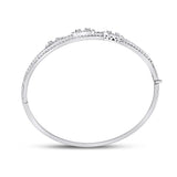 14kt White Gold Womens Baguette Diamond Cluster 3-stone Bracelet 1-3/4 Cttw