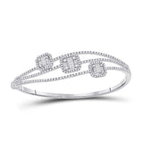 14kt White Gold Womens Baguette Diamond Cluster 3-stone Bracelet 1-3/4 Cttw