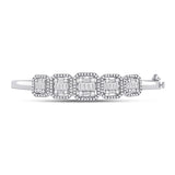 14kt White Gold Womens Baguette Diamond Bangle Bracelet 1-5/8 Cttw