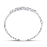 14kt White Gold Womens Baguette Diamond Bangle Bracelet 1-5/8 Cttw