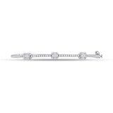 14kt White Gold Womens Baguette Diamond Bangle Bracelet 5/8 Cttw