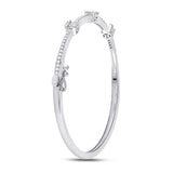 14kt White Gold Womens Baguette Diamond Bangle Bracelet 5/8 Cttw