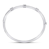 14kt White Gold Womens Baguette Diamond Bangle Bracelet 5/8 Cttw