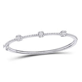 14kt White Gold Womens Baguette Diamond Bangle Bracelet 5/8 Cttw