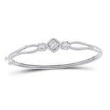 14kt White Gold Womens Baguette Diamond Bangle Bracelet 3/4 Cttw