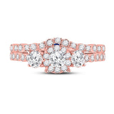 14kt Rose Gold Round Diamond Bridal Wedding Ring Band Set 7/8 Cttw