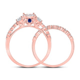 14kt Rose Gold Round Diamond Bridal Wedding Ring Band Set 7/8 Cttw