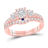 14kt Rose Gold Round Diamond Bridal Wedding Ring Band Set 7/8 Cttw