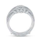 14kt White Gold Womens Round Diamond Wedding Wrap Ring Guard Enhancer 5/8 Cttw