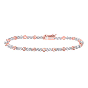 14kt Two-tone Gold Womens Round Diamond Tennis Bracelet 1/2 Cttw