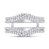 14kt White Gold Womens Round Diamond Wedding Wrap Ring Guard Enhancer 3/4 Cttw