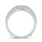 14kt White Gold Womens Round Diamond Wedding Wrap Ring Guard Enhancer 3/4 Cttw