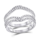 14kt White Gold Womens Round Diamond Wedding Wrap Ring Guard Enhancer 3/4 Cttw