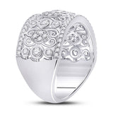 14kt White Gold Womens Round Diamond Scroll Cluster Band Ring 5/8 Cttw