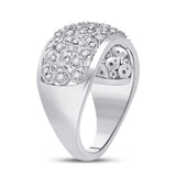 14kt White Gold Womens Round Diamond Scattered Fashion Ring 3/8 Cttw