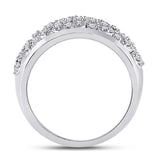 14kt White Gold Womens Round Diamond Scattered Fashion Ring 3/8 Cttw