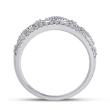 14kt White Gold Womens Round Diamond Filigree Geometric Band Ring 1/2 Cttw