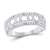 10kt White Gold Womens Round Diamond Magen David Star Ring 1/5 Cttw