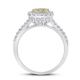 14kt White Gold Womens Round Yellow Diamond Square Cluster Ring 3/4 Cttw