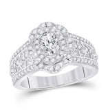 14kt White Gold Oval Diamond Solitaire Bridal Wedding Engagement Ring 1 Cttw