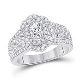 14kt White Gold Oval Diamond Solitaire Bridal Wedding Engagement Ring 1 Cttw