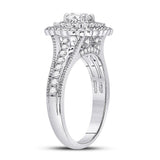 14kt White Gold Round Diamond Halo Bridal Wedding Engagement Ring 1-1/3 Cttw
