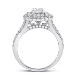 14kt White Gold Round Diamond Halo Bridal Wedding Engagement Ring 1-1/3 Cttw