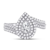 14kt White Gold Pear Diamond Solitaire Bridal Wedding Engagement Ring 1 Cttw