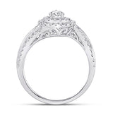14kt White Gold Pear Diamond Solitaire Bridal Wedding Engagement Ring 1 Cttw