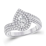 14kt White Gold Pear Diamond Solitaire Bridal Wedding Engagement Ring 1 Cttw