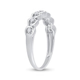 14kt White Gold Womens Round Diamond Anniversary Band Ring 1/10 Cttw