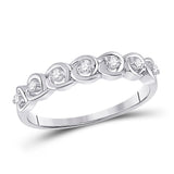 14kt White Gold Womens Round Diamond Anniversary Band Ring 1/10 Cttw