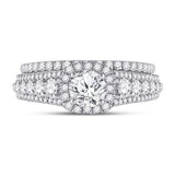 14kt White Gold Round Diamond Bridal Wedding Ring Band Set 2-1/3 Cttw
