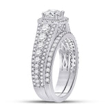 14kt White Gold Round Diamond Bridal Wedding Ring Band Set 2-1/3 Cttw