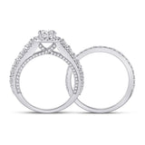 14kt White Gold Round Diamond Bridal Wedding Ring Band Set 2-1/3 Cttw