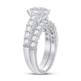 14kt White Gold Round Diamond Bridal Wedding Ring Band Set 2 Cttw