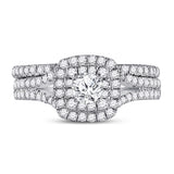 10kt White Gold Round Diamond Bridal Wedding Ring Band Set 1 Cttw