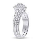10kt White Gold Round Diamond Bridal Wedding Ring Band Set 1 Cttw