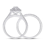 10kt White Gold Round Diamond Bridal Wedding Ring Band Set 1 Cttw