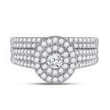 10kt White Gold Round Diamond Bridal Wedding Ring Band Set 1 Cttw
