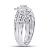 10kt White Gold Round Diamond Bridal Wedding Ring Band Set 1 Cttw
