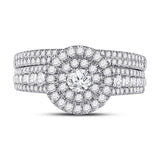 10kt White Gold Round Diamond Bridal Wedding Ring Band Set 1 Cttw