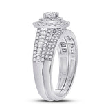10kt White Gold Round Diamond Bridal Wedding Ring Band Set 1 Cttw