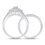 10kt White Gold Round Diamond Bridal Wedding Ring Band Set 1 Cttw