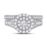 10kt White Gold Round Diamond Bridal Wedding Ring Band Set 1 Cttw